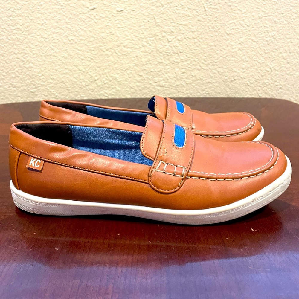 Reaction Kenneth Cole Loafer Slip On Simon Ben Cognac Penny Loafer Boys Sz 5